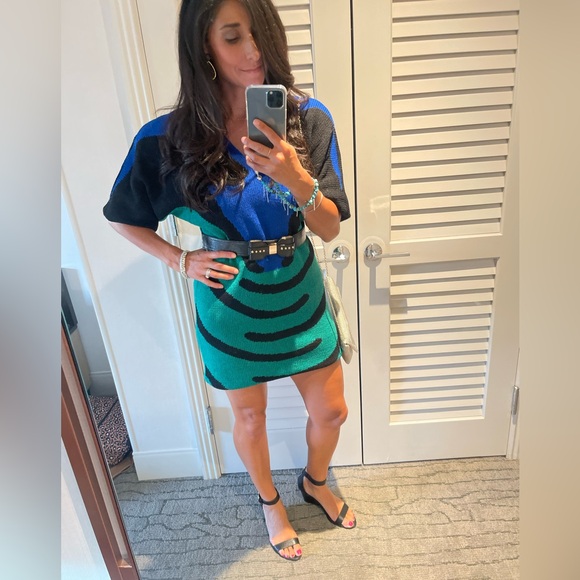 Antonella Preve Black and Green Knit Long Sleeve cat sweater dress - Picture 5 of 5